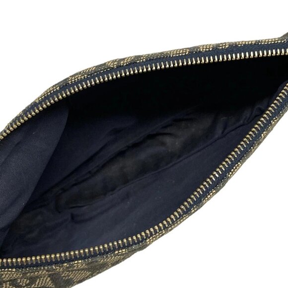 Auth DIOR/ChristianDior Saddle Pouch - Navy Cream Jacquard Leather Handbag - Picture 14 of 16